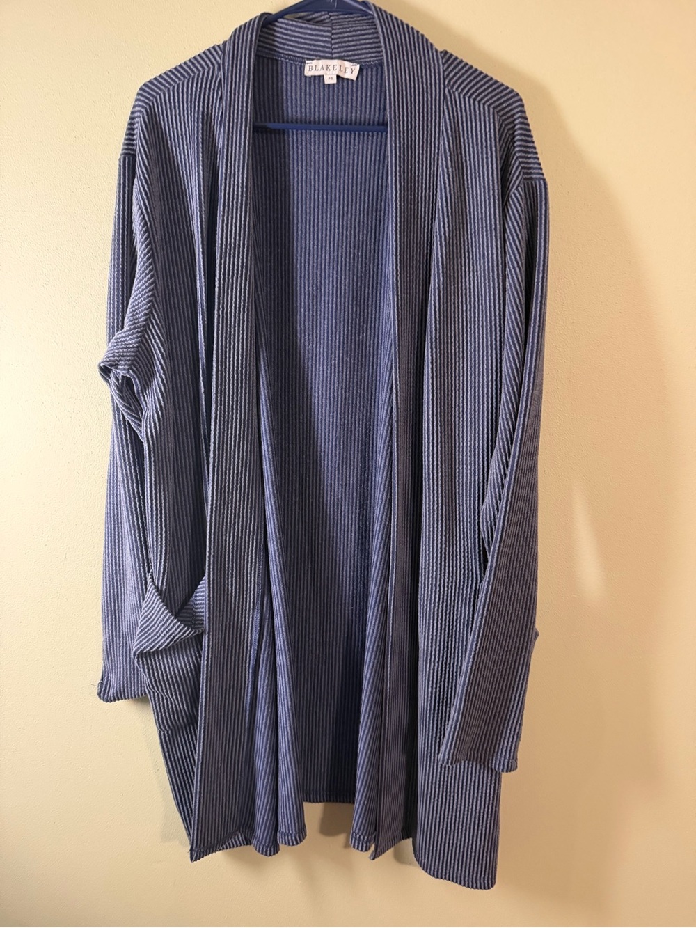Blakely Open-Front Ribbed Cardigan in Dusty Blue